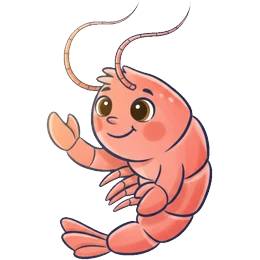 Zip, a tiny bright shrimp.